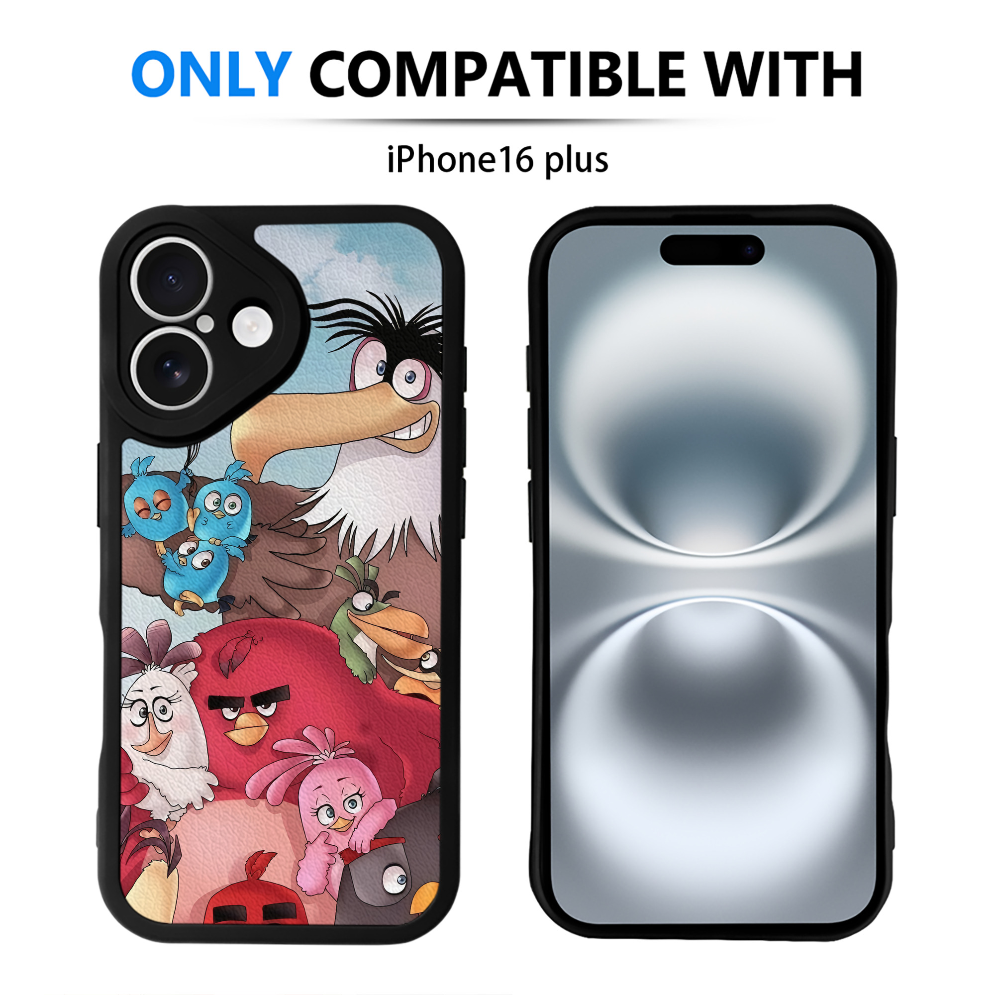 （画像用） Angry Birds アングリーバード 【iPhone 16シリーズ対応】シリコンスマホケース（レザー調） 材質：シリコン
